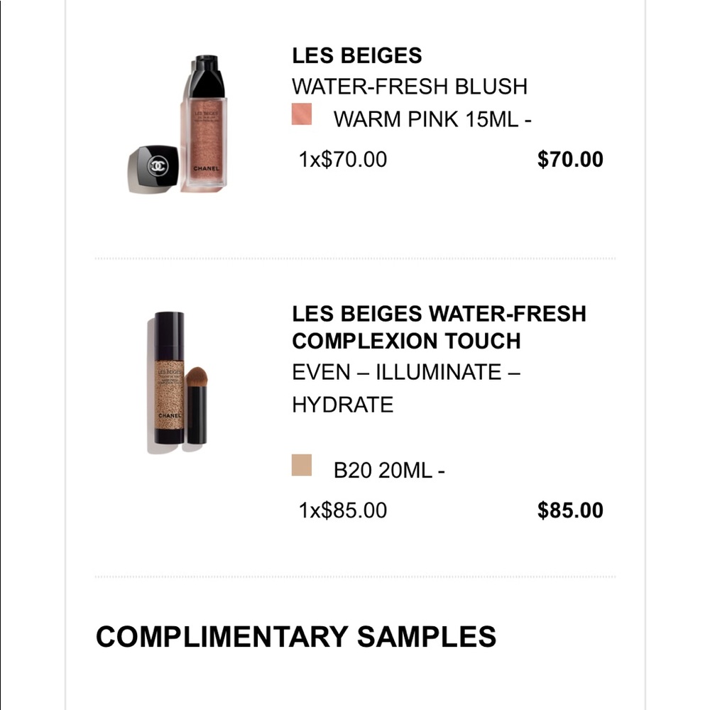 Chanel les beige water fresh